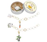 PLIGREAT 2 Sets Knitting Row Counter Chains Crochet Locking Stitch Marker Rings Knitting Tool Kit with Cute Enamel Rabbit Panda Charms and Storage Tin Box Gifts for Mom Tailors DIY Crafts Accessories