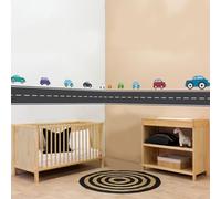 PLIGREAT 2 Sheets Border Road Wall Sticker, Colorful Vehicle Vinyl Wall Decals Black Street Peel and Stick Art Decor for Nursery Bedroom Living Room Playroom Home Indoor Decorations
