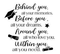 PLIGREAT 2 Sheets Graduation Quote Wall Decals, Removable Vinyl Wall Stickers Positive Behind You Walls Decor for Graduation Party Living Room Bedroom DIY Home Indoor Art Decorations