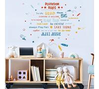 PLIGREAT 2 Sheets Playroom Rules & Quotes Wall Stickers Removable Vinyl Decals for Kids Bedroom Nursery Classroom DIY Peel and Stick Wall Art, Colorful Home Indoor Decor