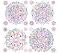 PLIGREAT 2 Sheets Purple Mandala Wall Decal Removable Vinyl Wall Sticker for Bedroom Living Room Yoga Studio Background Wall Mural Decor DIY Creative Art Bohemian Home Indoor Decorative