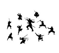 PLIGREAT 2 Sheets Samurai Ninja Wall Stickers, Peel and Stick Wall Decals, Removable Vinyl Wall Sticker for Taekwondo Hall Kung Fu Fans Bedroom Dorm Room Playroom Wall Decoration Indoor Wall Art Decor