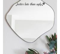 PLIGREAT 2 Sheets Vinyl Mirror Decals Better Late Than Ugly Quotes Wall Stickers for Woman Bedroom Bathroom Dressing Room Vanity Mirror Decor DIY Home Indoor Wall Art Decor Car Glass Window Stickers
