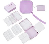 PLIGREAT 2 Styles Foldable Travel Watercolor Palette, 12/24 Grids Empty Watercolor Palette Pocket Mini Palettes with Storage Box Portable Paint Tray for Plein Air Painting and Sketch Artists, Purple