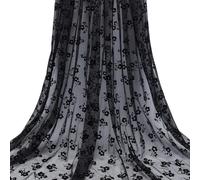 PLIGREAT 2 Yards/1.83m Floral Embroidered Lace Fabric, 62-inch/160cm Wide Black Floral Lace Fabric Mesh Tulle Lace for Dress Wedding Table Decoration DIY Sewing Crafts