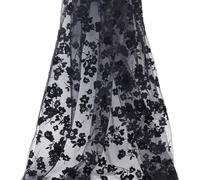 PLIGREAT 2 Yards Floral Embroidered Lace Fabric 1.5m Wide Exquisite Black Rose Tulle Lace Fabric for Wedding Bridal Dress Party Evening Gown Home Decor DIY Clothing Design