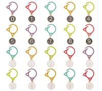 PLIGREAT 20 Pcs Colorful Cat Stitch Markers for Crocheting, Number 0-9 Crochet Stitch Marker Alloy Cat Locking Knitting Markers for Weaving Sewing Quilting Jewelry Making, Black White