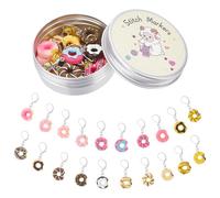 PLIGREAT 20 Pcs Cute Candy Colors Doughnut Crochet Stitch Markers Knitting Row Counter Locking Mark Clips Knitting Tool Kit with Storage Tin Box Gifts for Grandma Mom DIY Jewelry Crafts Accessories