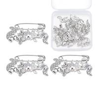 PLIGREAT 20 Pcs Silver Forest Stitch Markers Cute Fox Bear Crochet Stitch Marker Charms with Stainless Steel Pins Squirrels Owls Locking Knitting Markers for Weaving Sewing Quilting Jewelry Making