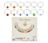 PLIGREAT 24 Pcs Colorful Glass Seed Beads Crochet Stitch Marker Rings Set Removable Knitting Locking Marker Loop Gifts for Mom Woman DIY Crafts Earing Jewelry Making Accessory Tailors Shop Supplies