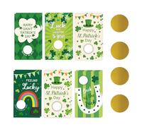 PLIGREAT 240 Pcs Happy Saint Patrick's Day Scratch Off Cards, Creative Lucky Clover Theme Scratch Cards with Stickers DIY Blank Gift Certificates for Saint Patrick Greeting Party Props, 6 Styles