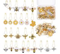 PLIGREAT 25 Pcs Bee Honeycomb Charm Stitch Marker Set Cute Pendants Crochet Stitch Needle Clip Counter for Weaving Sewing Locking Knitting Marker Tools Women DIY Craft Making Accessories