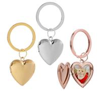 PLIGREAT 3 Pack Heart Locket Keychain, Silver Photo Locket Key Chains for Women Rose Gold Heart Locket Keychain that Holds Pictures Photo Frame Charm Locket Pendants for DIY Craft Mother's Day Gift