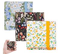 PLIGREAT 3 Pcs Mini Watercolor Sketchbook, 6×6cm Portable Fabric Cover Floral Sketch Book Small Square Watercolor Journal Textured Drawing Papers Travel Art Sketch Book, 3 Styles