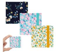 PLIGREAT 3 Pcs Mini Watercolor Sketchbook Journal 6x6 cm Floral Square Fabric Cover Watercolor Sketchbook 20 Sheets 300g Portable Mini Textured Drawing Papers Travel Art Sketch Book