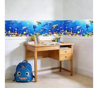PLIGREAT 3 Sheets 3D Under The Sea World Wall Decals, Dolphins Coral Wall Stickers Removable Vinly Ocean Animal Mural Stickers for Bathroom Nursery Wall Corner Home Room Border DIY Decor