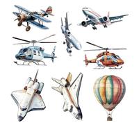 PLIGREAT 3 Sheets Airplane Wall Decals, Hot Air Balloon Wall Stickers Peel and Stick Vinyl Art Decor for Nursey Classroom Bedroom Playroom Living Room Bathroom Home Decoration