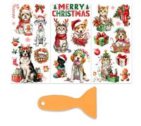 PLIGREAT 3 Sheets Christmas Rub on Transfer for Crafts Cute Dog Cat Furniture Transfer Stickers Christmas Puppy Waterproof UV Rub on Decals for Furniture Cabinet Dressers Ceramic Scrapbooking