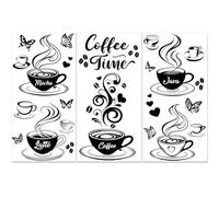 PLIGREAT 3 Sheets Coffee Cup Rub on Transfers Black Coffee Latte Rub on Decals Waterproof Retro Mocha Java Furniture Transfer Decals for Wood Dressers Drawer Decorative Transfer Stickers