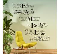 PLIGREAT 3 Sheets Family Saying Wall Stickers Inspirational Quotes Wall Decals Creative Family Art Letters Removable Stickers for Bedroom Living Room Bathroom Decor Couples Home DIY Indoor Art Decor