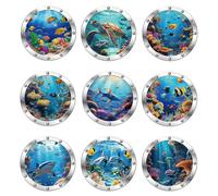 PLIGREAT 3 Sheets Ocean Porthole Wall Decals, 3D Ocean World Wall Stickers, Vinyl Underwater Animal Wall Decals Removable Peel and Stick Wall Decor for Bedroom Bathroom Living Room Nursery School