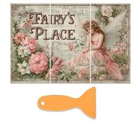 PLIGREAT 3 Sheets Pink Fairy Rub on Transfer Stickers for Crafts Waterproof UV Vintage Floral Rub on Decals for Furniture Cabinet Dressers Ceramic Scrapbooking Transfer Paper, 6"x12"/15x30cm