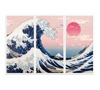 PLIGREAT 3 Sheets Pink Sea Wave Rub on Transfer Stickers for Crafts Japanese Cartoon Style Waterproof UV DTF Rub on Decals for Furniture Cabinet Dressers Ceramic Scrapbooking Decorative Transfer Paper
