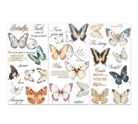 PLIGREAT 3 Sheets Retro Style Butterfly Rub on Transfers for Furniture Watercolor Broken Text Fragments Art Rub on Stickers for Wood Dressers Cabinet Ceramic Scrapbooking Decorative Transfer Stickers