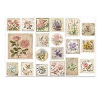 PLIGREAT 3 Sheets Vintage Floral Stamps Rub on Transfers for Crafts and Furniture Retro Distressed Stamp Rub on Decals for Dressers Wardrobe Old Furniture Renovation Home Decorative