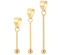 PLIGREAT 3 Sizes 925 Sterling Silver Interchangeable Bead Posts Blank Gold Ball Post for DIY Beads Jewelry Making Findings Earring Necklace Pendant Post with Loop (3cm/2.5cm/2cm)