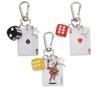PLIGREAT 3 Styles Poker Dice Keychains, Dice Star Pendant Spades Ace Red Poker Card Bag Charm Lucky Key Chain Decor for Bag Purse Handbag Backpack Keys Accessory