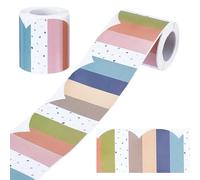 PLIGREAT 30.4 M Boho Bulletin Board Borders, Colorful Scalloped Board Stickers Polka Dot Borders Trims Self-Adhesive Stripe Bulletin Border Decorations for Classroom Office Wall Chalkboard Decor