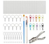 PLIGREAT 30 Pcs Foam Texture Paint Paper Kit Magic Puffy Texture Painting with 10 Keychains 10 Key Rings 10 Phone Straps 1 Brush 1 Water Brush Pen 3D Rectangular Draw Foam Paper for DIY Craft Party