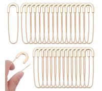 PLIGREAT 35 Pcs Extra Large Safety Pins, 3 Inch/7.7 cm Alloy Heavy Duty Pins Sewing Pin Brooches for DIY Crafts Jewelry Making Quilting Clothes Shawls Crochet Decor, Gold