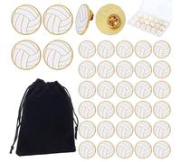 PLIGREAT 36 Pcs Volleyball Pins, Sports Lapel Pin with 1 Black Bag Bulk Sport Ball Lapel Brooch for Sport Volleyball Lover Hat Shirt Tie Tack Cloths Backpack Charm Decor Sports Fan Gift