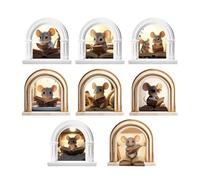 PLIGREAT 3D Windowsill Rat Wall Stickers DIY Creative Cartoon Mouse Removable Vinyl Wall Decals for Living Room Bedroom Skirting Board Home Decorative Stickers