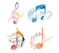 PLIGREAT 4 Pcs Colorful Music Notes Wall Stickers, Removable Vinyl Peel and Stick Wall Decals for Nursery Bedroom Playroom Music Studio Classroom Walls Decoration Home Indoor DIY Art Decor