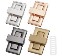 PLIGREAT 4 Pcs Purse Turn Locks Clasp Rectangular Closure Twist Fastener 5.1× 3 cm Bag Hardware Locks Clip Clasp for DIY Handbag Craft Making Accessories, 4 Colors