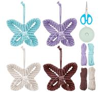 PLIGREAT 4 Sets Butterfly DIY Macrame Colorful Butterfly Craft Supplies Handmade Macrame Hanging Butterfly for Adult Beginner DIY Craft Accessories Bedroom Home Decor Creative Handmade Birthday Gift