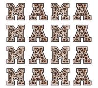 PLIGREAT 4 Sets Mama Letter Patches, 2.55x2.4 Inch Iron On Patches Leopard Print Style Sew On Alphabet Patch for Backpacks Bags Hats Jeans Clothing Gift for Mother DIY Craft Accessories, 16 Pcs