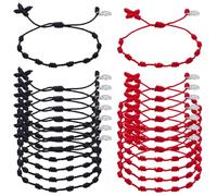 PLIGREAT 40 Pcs Medal Rosary Bracelet, Adjustable Knot String Woven Bracelet with Round Pendants for Women Men Prayer Decoration, Black and Red