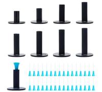PLIGREAT 48 Pcs Golf Range Tees for Mats, Golf Tees Holder Unbreakable Stable Driving Range Tee for Indoor Outdoor Practice 8 Sizes Black Rubber Tee