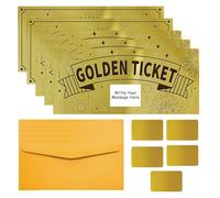 PLIGREAT 5 Pack Fireworks Design Golden Ticket Scratch Off Cards with Envelopes DIY Your Own Surprise Reveal Cards Scratch Off Tickets with Stickers for Birthday Voucher Raffle Gift Party Supplies