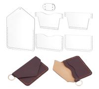 PLIGREAT 5 Pcs Acrylic Leather Stencils, Short Wallet, Card Holder, Mini Bags DIY Template Set