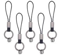 PLIGREAT 5 Pcs Adapter Connection Rope Straps, 5.9 Inch/15cm Camera Strap Metal Loop Connectors Short Lanyard Car Keychain Finger Strap Ring Lanyards for Car Keys USB Devices Camera