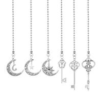 PLIGREAT 6 Pcs Ceiling Fan Pull Chain Extenders, Moon Star Ceiling Fan Extension Key Pull Chain Pendant with Connector for Light Lamp Ceiling Fans Home Decor, 6 Styles