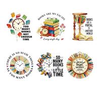 PLIGREAT 6 Sheets Read Theme Iron on Transfers for T-Shirts, Book Lover Heat Transfer Sticker DTF Transfers Ready to Press Sticker Patches for Clothes Hoodie Tote Bag Pillow Cover DIY Decor