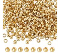 PLIGREAT 600 Pcs 14K Gold Filled Brass Slider Beads, 2mm Gold Stopper Beads Round Spacer Bead Adjustable Loose Bead for Necklace Bracelet DIY Jewelry Making