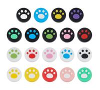 PLIGREAT 76 Pcs Cute Paw Thumb Grip Caps, Colorful Cat Dog Paw Thumb Stick Joystick Grips Cap Replacement Soft Silicone Cover Compatible with Switch OLED Lite, Joy Con Controller, 19 Colors