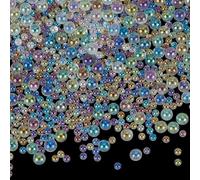 PLIGREAT 8 Pack Glass Bubble Beads, 2-3.5mm 240g Tiny No Hole Iridescent Beads White Round Water Droplets Bead Mini Micro Seed Bulk Bead for DIY Crafts, Resin Filler, Nail Art, Jewelry Making